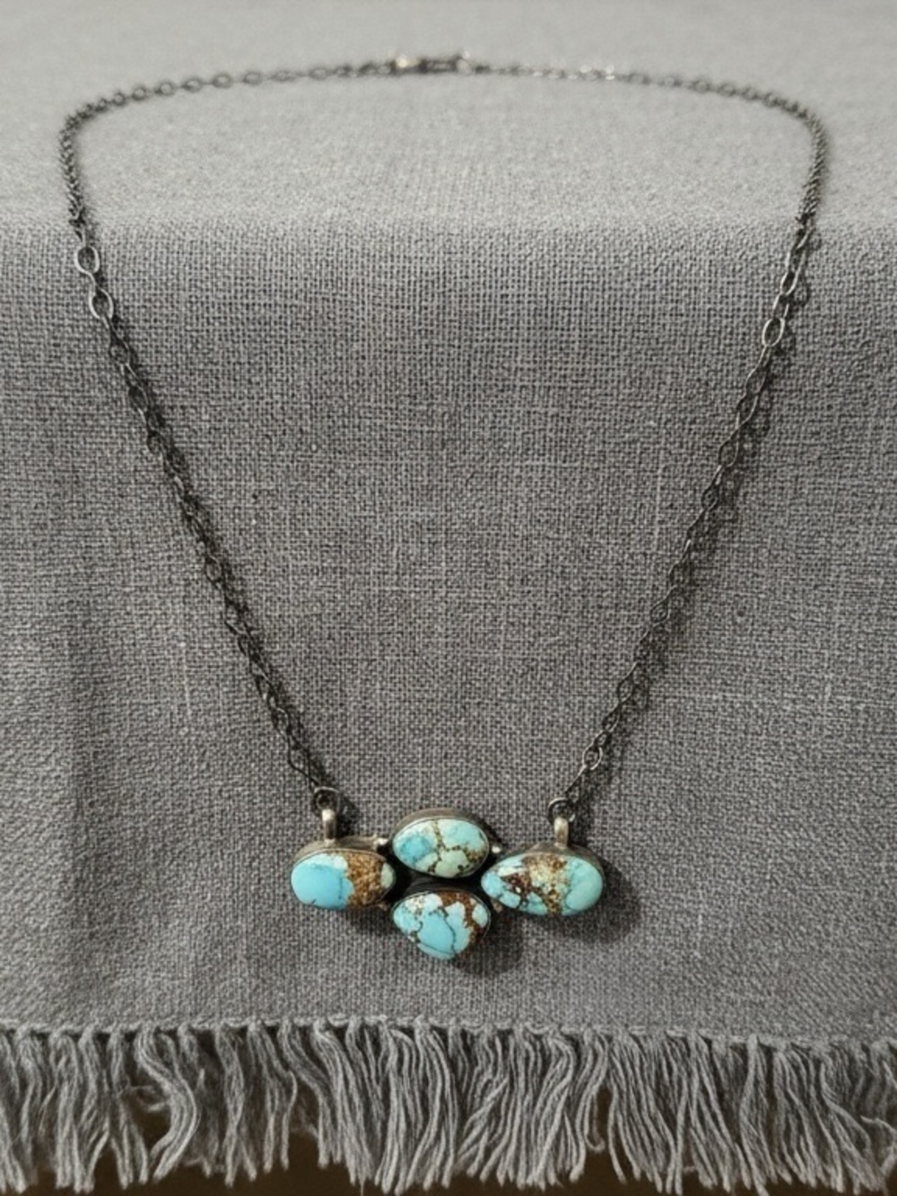 Golden Hills Turquoise Bar Necklace in Matted Solid Sterling Silver